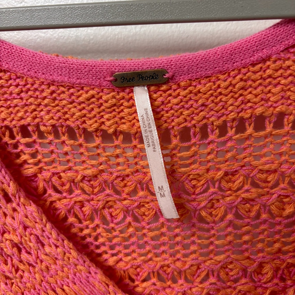 Free‎ People Hot Tropics V Neck Pullover Sweater Pink Paloma Size Medium - Picture 4 of 6